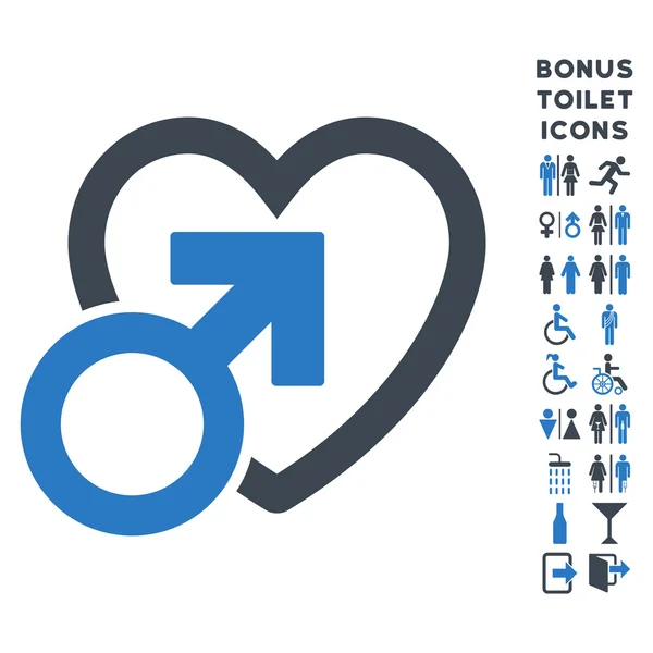 Mužské lásky plochý glyf ikona a Bonus — Stock fotografie