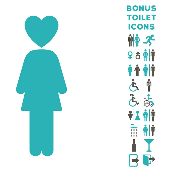 Sevgili kadın düz glif simgesi ve Bonus — Stok fotoğraf
