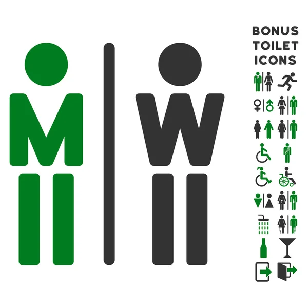 WC osób płaski ikona glifów i Bonus — Zdjęcie stockowe