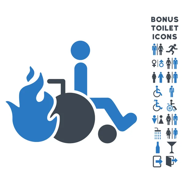 Burn-Patient flache Glyphen-Symbol und Bonus — Stockfoto