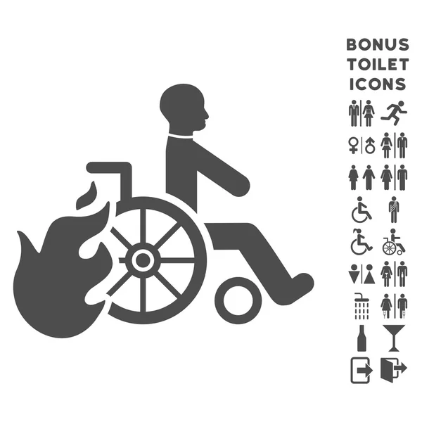 Burn-Patient flache Glyphen-Symbol und Bonus — Stockfoto