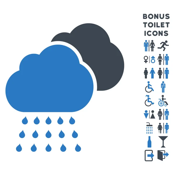 Дождевые облака плоская глифическая икона и бонус — стоковое фото