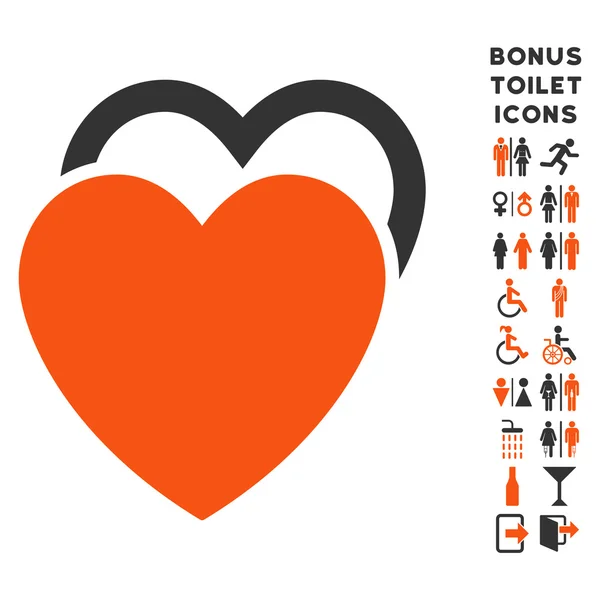 Liefde harten platte Glyph pictogram en Bonus — Stockfoto