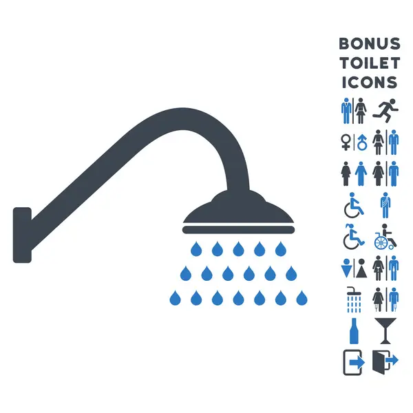 Душевая плоская икона глифов и бонус — стоковое фото