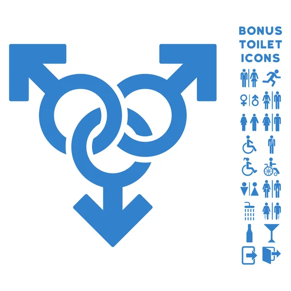 Ryhmä homo sukupuoli tasainen glyfi kuvake ja bonus — kuvapankkivalokuva