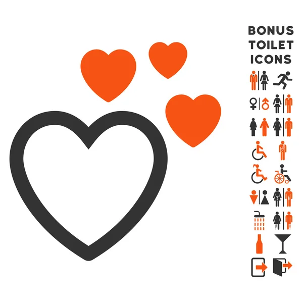 Love Hearts Flat Glyph Icon and Bonus — Stock Photo, Image