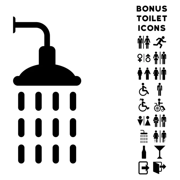 Shower Flat Glyph Icon and Bonus — Stock Photo, Image