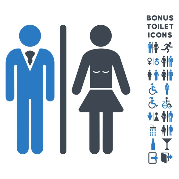 Toalett personer platt Glyph ikonen och Bonus — Stockfoto