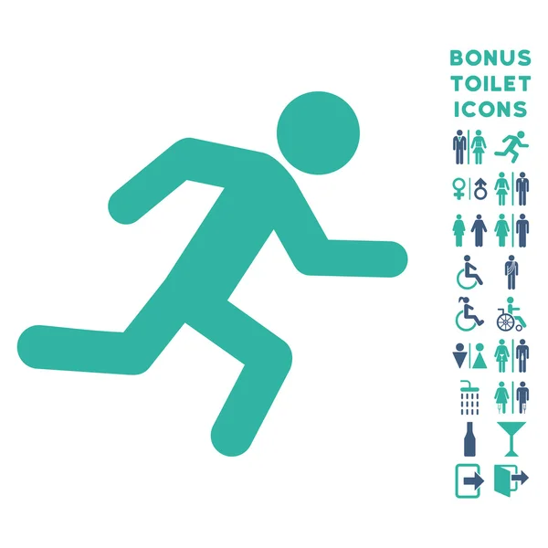 Икона бегущего человека с плоским глифом и бонус — стоковое фото
