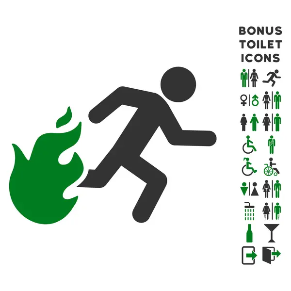 Fired Running Man Flat Glyph Icon and Bonus — Stock Photo, Image