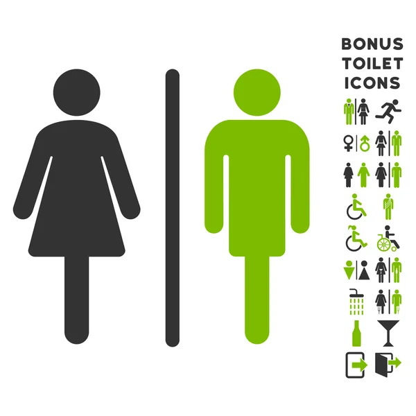 WC personer platt Glyph ikonen och Bonus — Stockfoto