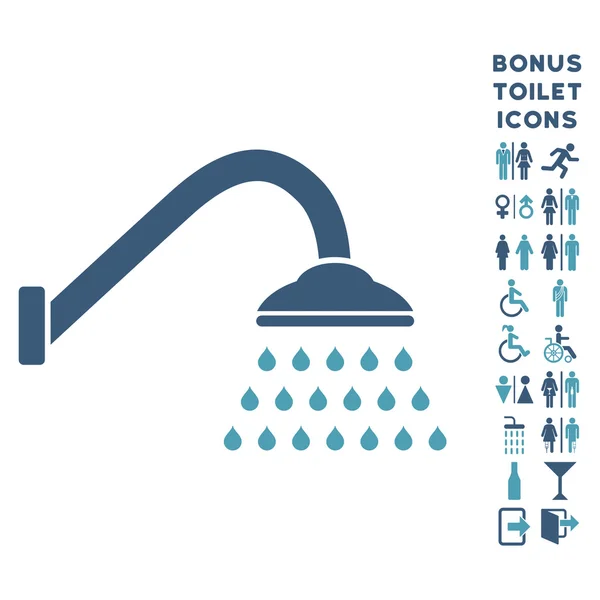 Душевая плоская икона глифов и бонус — стоковое фото