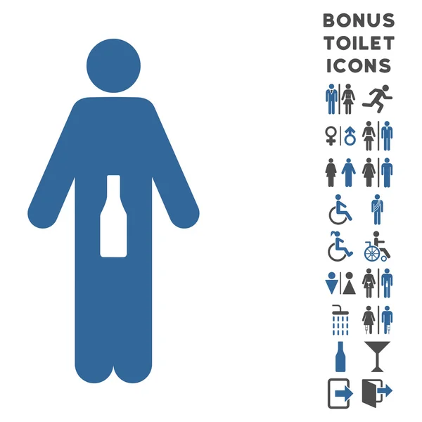 WC Man плоский гліф іконка і бонус — стокове фото