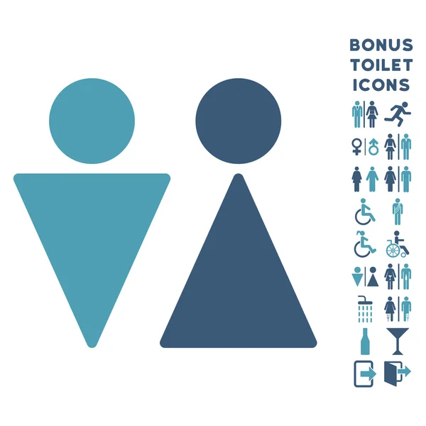WC osób płaski ikona glifów i Bonus — Zdjęcie stockowe