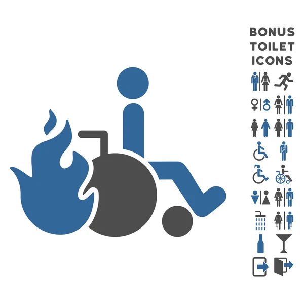 Burn-Patient flache Glyphen-Symbol und Bonus — Stockfoto
