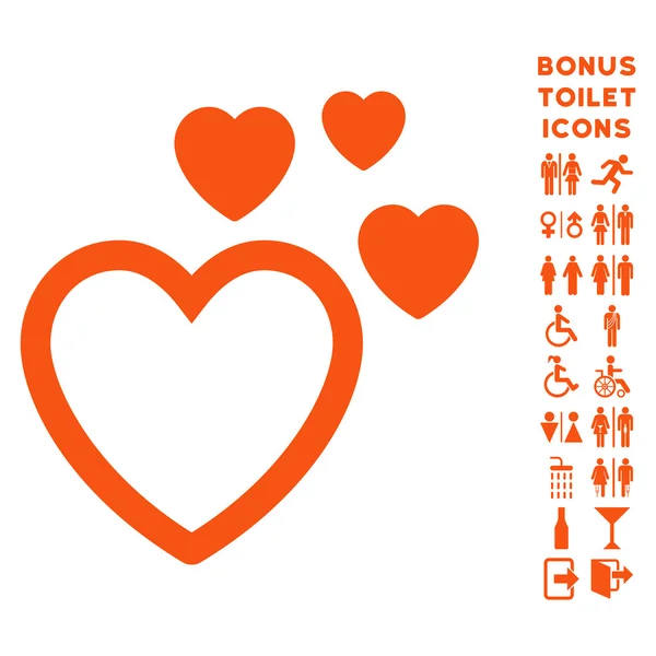 Liefde harten platte Glyph pictogram en Bonus — Stockfoto