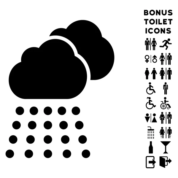 Nuvens de chuva Flat Glyph Ícone e Bônus — Fotografia de Stock