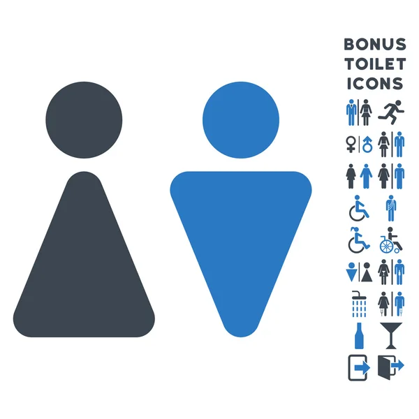 WC personer platt Glyph ikonen och Bonus — Stockfoto