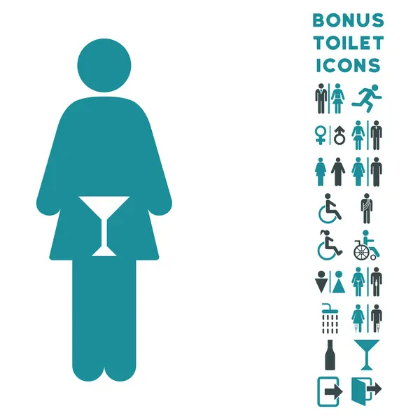 WC kadın düz glif simgesi ve Bonus — Stok fotoğraf