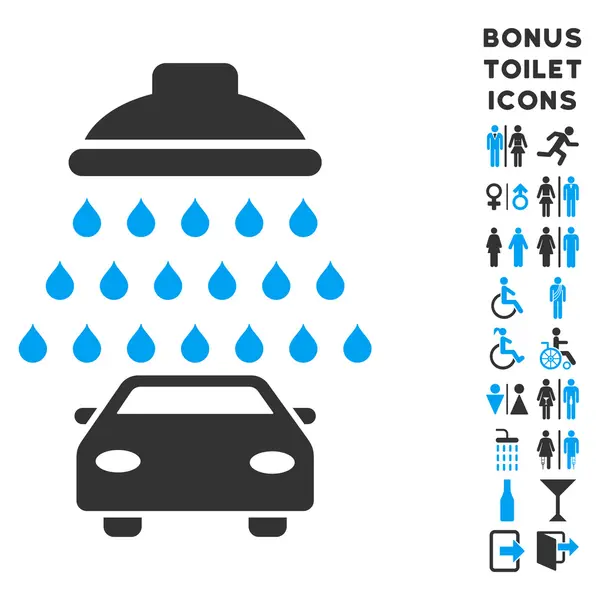 Araba duş düz glif simgesi ve Bonus — Stok fotoğraf