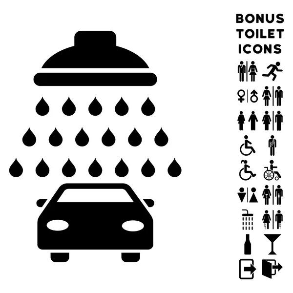 Икона и бонус для автомобильного душа с плоским глифом — стоковое фото