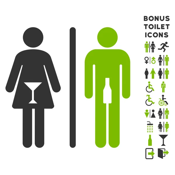 WC personer platt Glyph ikonen och Bonus — Stockfoto