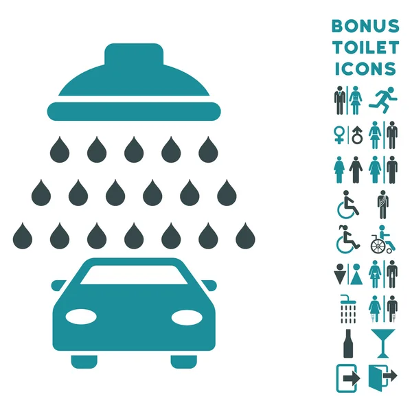 자동차 샤워 평면 모양 아이콘 및 보너스 — 스톡 사진