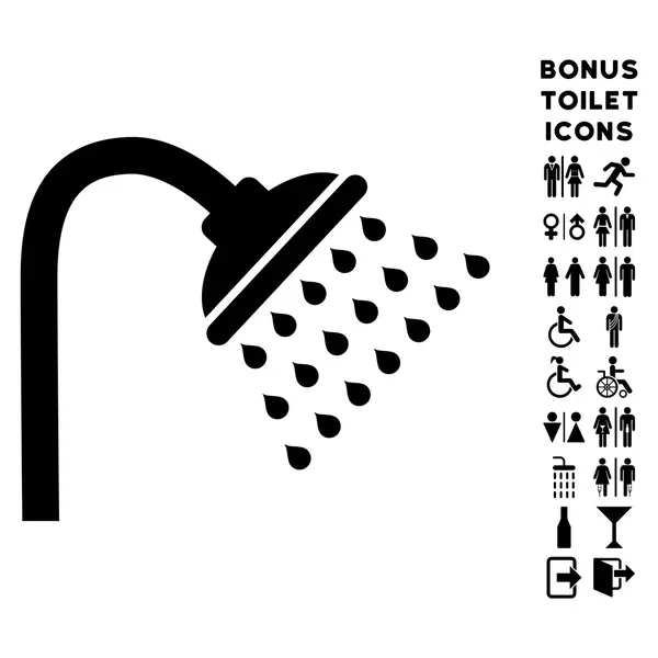 Shower Flat Glyph Icon and Bonus — Stock Photo, Image