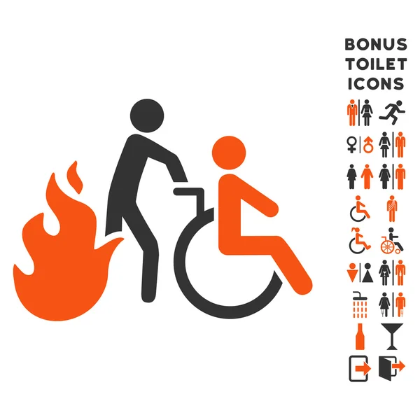 Пожарная эвакуация икона плоская глиф и бонус — стоковое фото