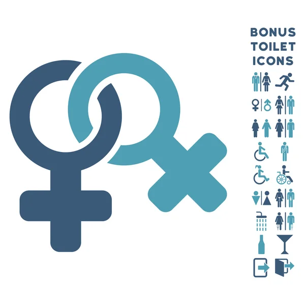 Lesbi Symbol ikonę płaskie glifów i Bonus — Zdjęcie stockowe