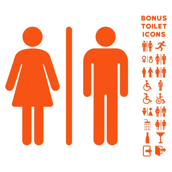 WC personer platt Glyph ikonen och Bonus — Stockfoto