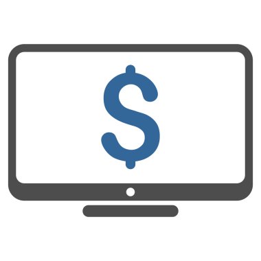 Doları monitör düz vektör simgesi