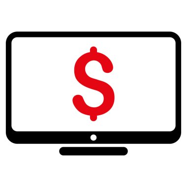Doları monitör düz vektör simgesi