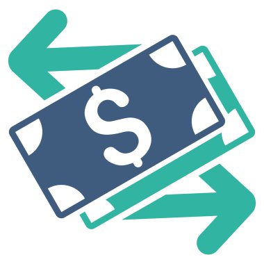 Doları banknot Exchange düz vektör simgesi