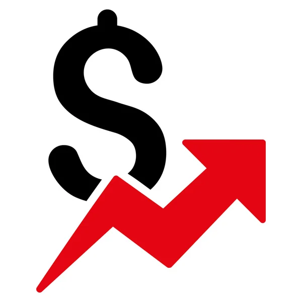 Dolaru růst ploché vektorové ikony — Stockový vektor