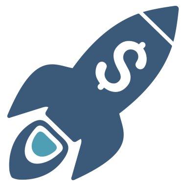 Başlangıç Roket fırlatma düz vektör simgesi