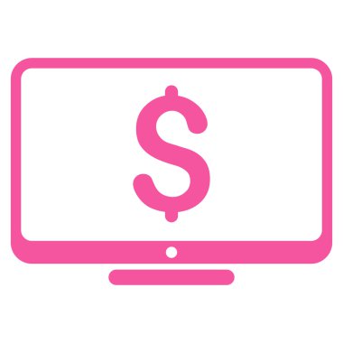 Doları monitör düz vektör simgesi