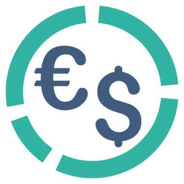 Para birimi diyagramı düz vektör simgesi