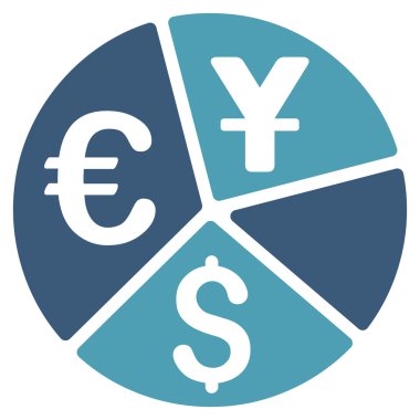 Para birimi pasta grafiği düz vektör simgesi