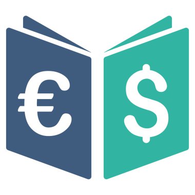 Para birimi kitap düz vektör simgesi