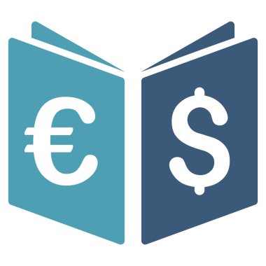 Para birimi kitap düz vektör simgesi