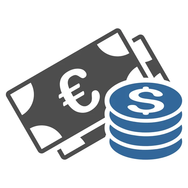 Pictogram van de dollar en Euro Cash platte Vector — Stockvector