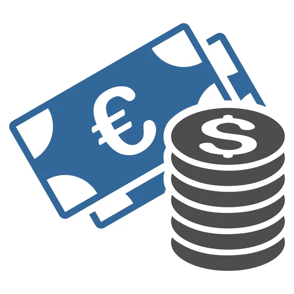 Euro en Dollar Cash platte Vector Icon — Stockvector