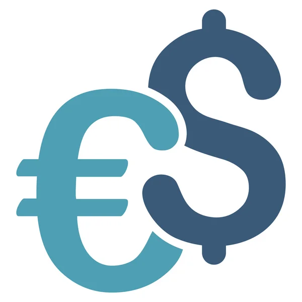 Dollar and Euro Symbols Flat Vector Icon — Stock Vector