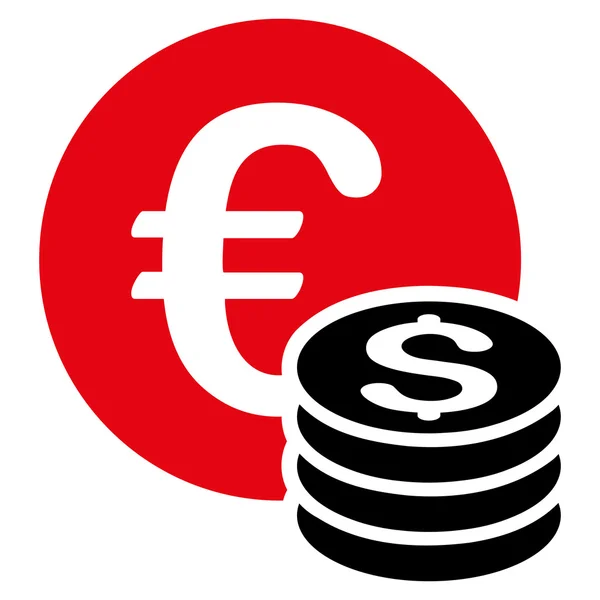 Euro e Dólar Moedas Flat Vector Icon — Vetor de Stock