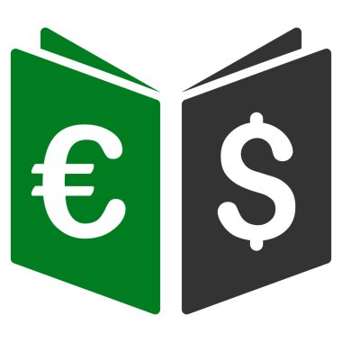 Para birimi kitap düz vektör simgesi