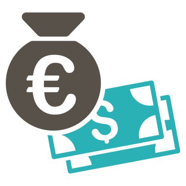 Euro ve dolar nakit düz vektör simgesi