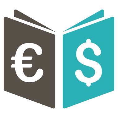 Para birimi kitap düz vektör simgesi