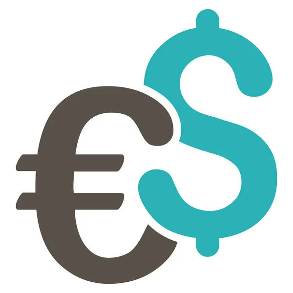 Dólar y Euro Símbolos Icono de Vector plano — Vector de stock