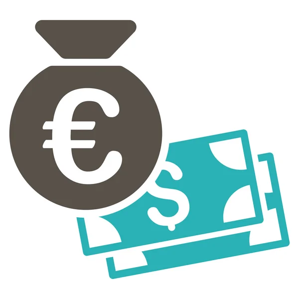 Euro et Dollar Cash Flat Vector Icône — Image vectorielle